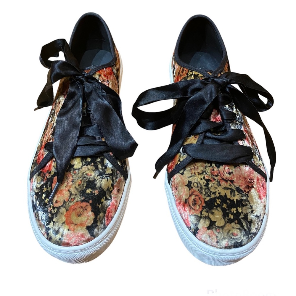 Dirty Laundry Velvet Floral Tennis Shoes